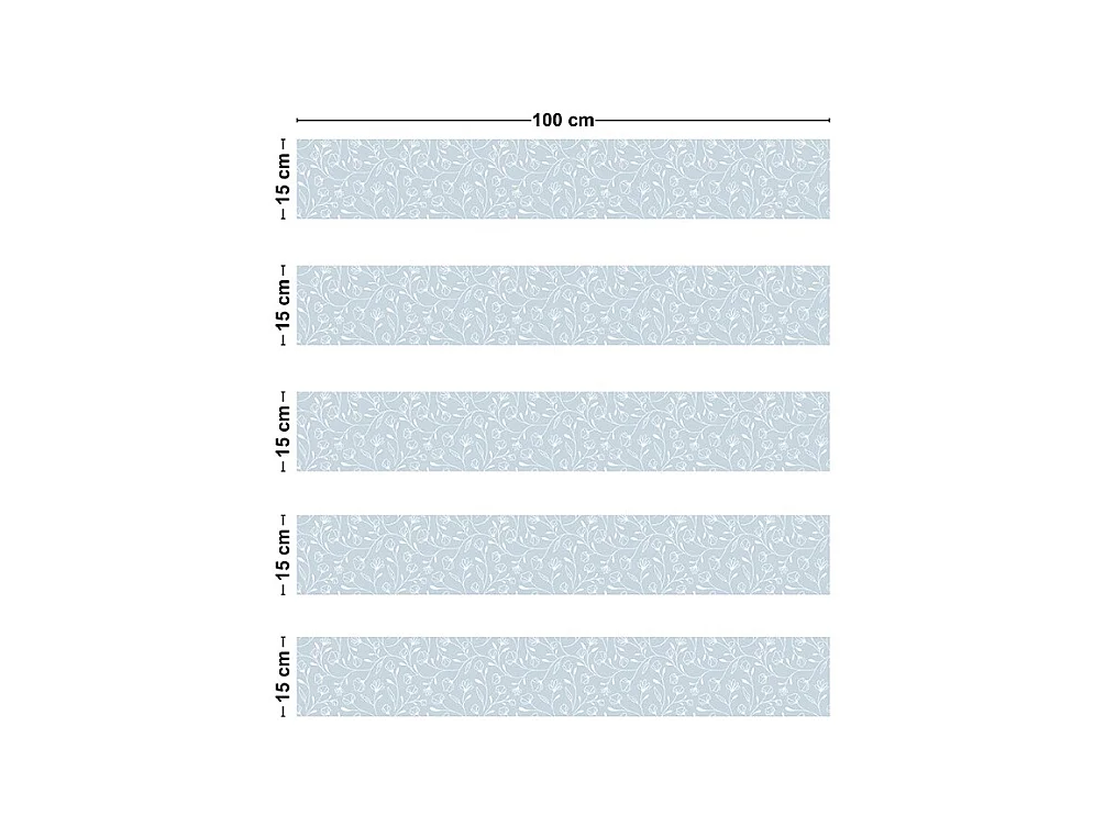 Contremarches adhésives PVC pour escalier - floral bleu - Lot de 5 (15x100 cm)