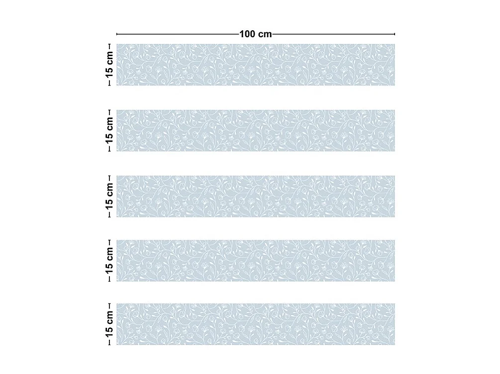 Contremarches adhésives PVC pour escalier - floral bleu - Lot de 5 (15x100 cm)