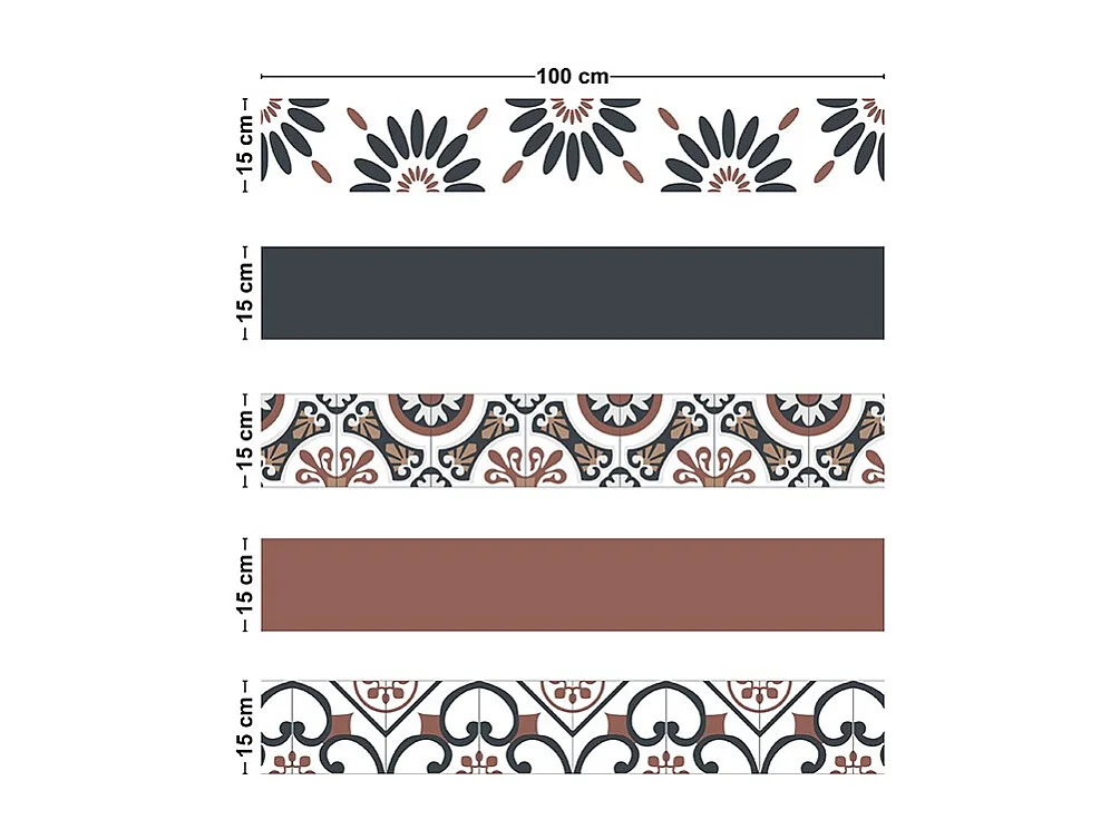 Contremarches adhésives PVC pour escalier - vintage bleu - Lot de 5 (15x100 cm)