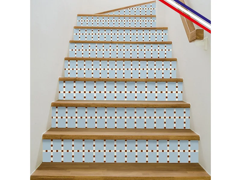 Contremarches adhésives PVC pour escalier - bleu - Lot de 5 (18x100 cm)