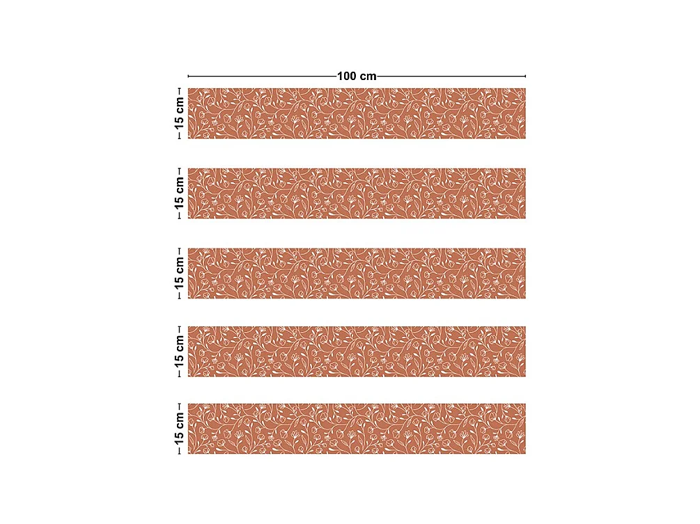 Contremarches adhésives PVC pour escalier - floral bleu - Lot de 5 (15x100 cm)