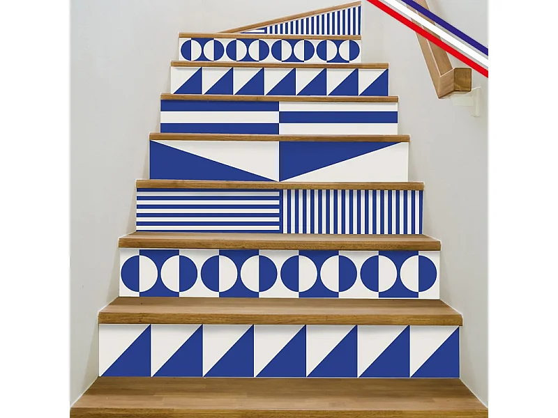 Contremarches adhésives PVC pour escalier - bleu - Lot de 5 (15x100 cm)