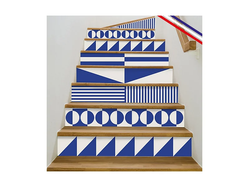 Contremarches adhésives PVC pour escalier - bleu - Lot de 5 (15x100 cm)