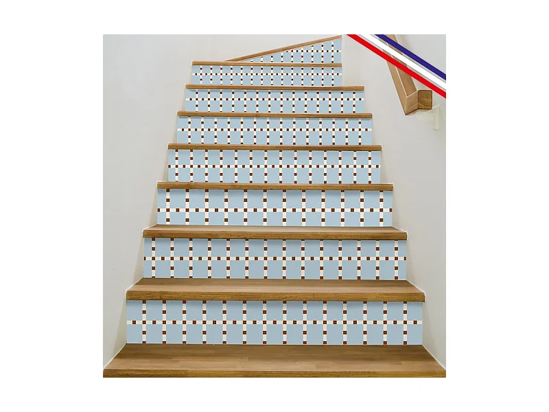 Contremarches adhésives PVC pour escalier - bleu - Lot de 5 (15x100 cm)
