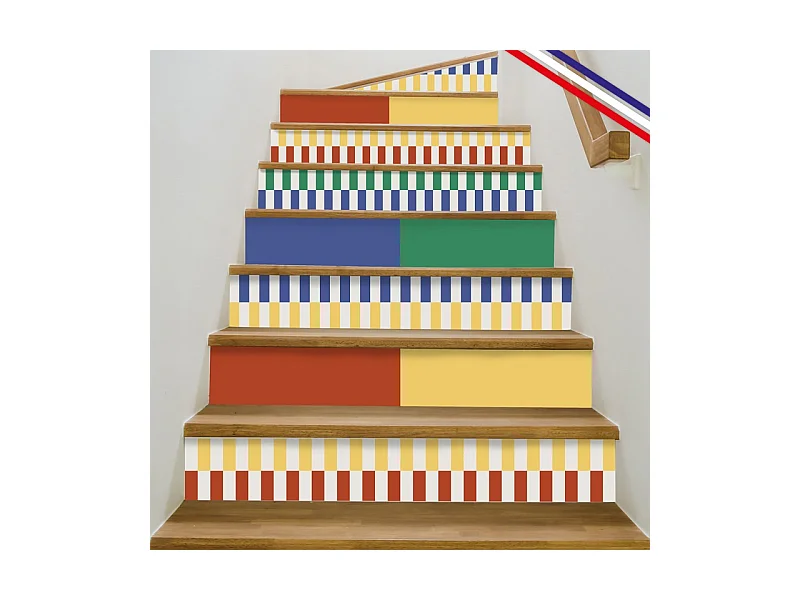Contremarches adhésives PVC pour escalier - multicouleur - Lot de 5 (18x100 cm)