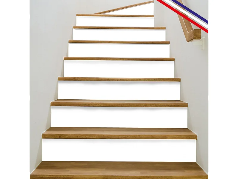 Contremarches adhésives PVC pour escalier - blanc - Lot de 5 (18x100 cm)