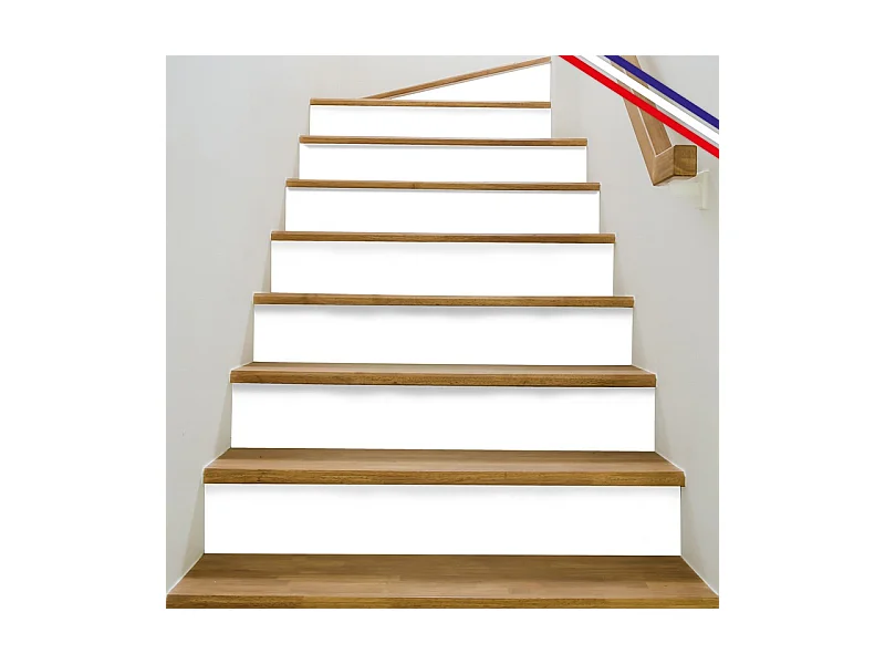 Contremarches adhésives PVC pour escalier - blanc - Lot de 5 (18x100 cm)