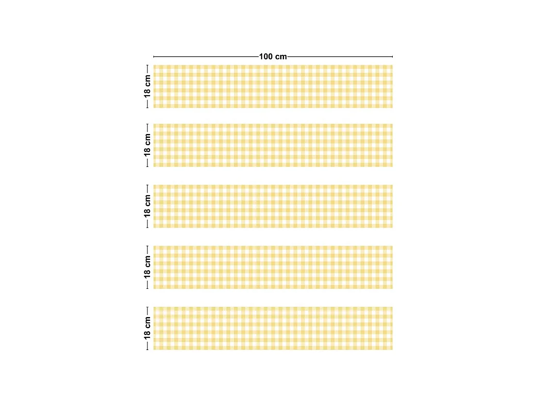 Contremarches adhésives PVC pour escalier - Vichy Jaune - Lot de 5 - 18x100 cm