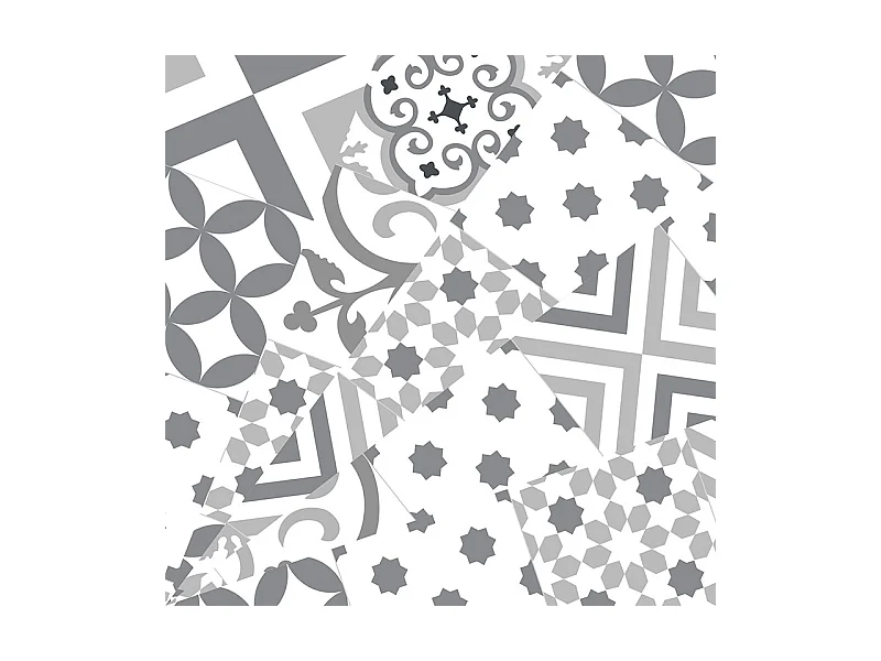 Contremarches adhésives PVC pour escalier - carreaux de ciment gris - Lot de 5 (18x100 cm)