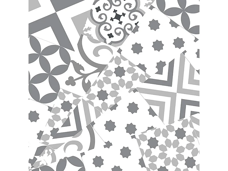 Contremarches adhésives PVC pour escalier - carreaux de ciment gris - Lot de 5 (18x100 cm)