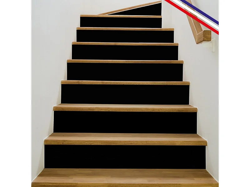 Contremarches adhésives PVC pour escalier - noir - Lot de 5 (18x100 cm)
