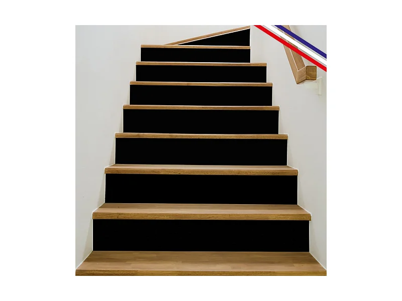Contremarches adhésives PVC pour escalier - noir - Lot de 5 (15x100 cm)