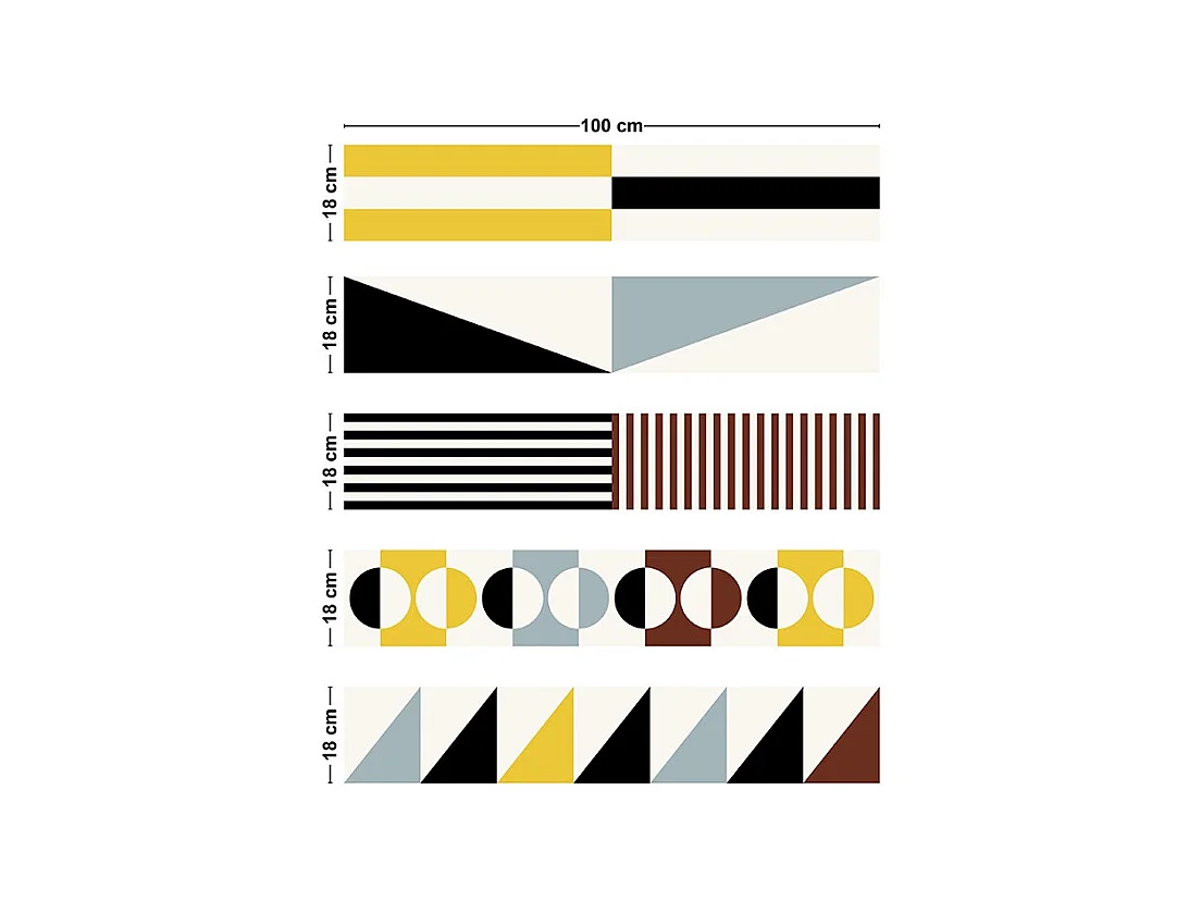 Contremarches adhésives PVC pour escalier - multicouleur - Lot de 5 (18x100 cm)