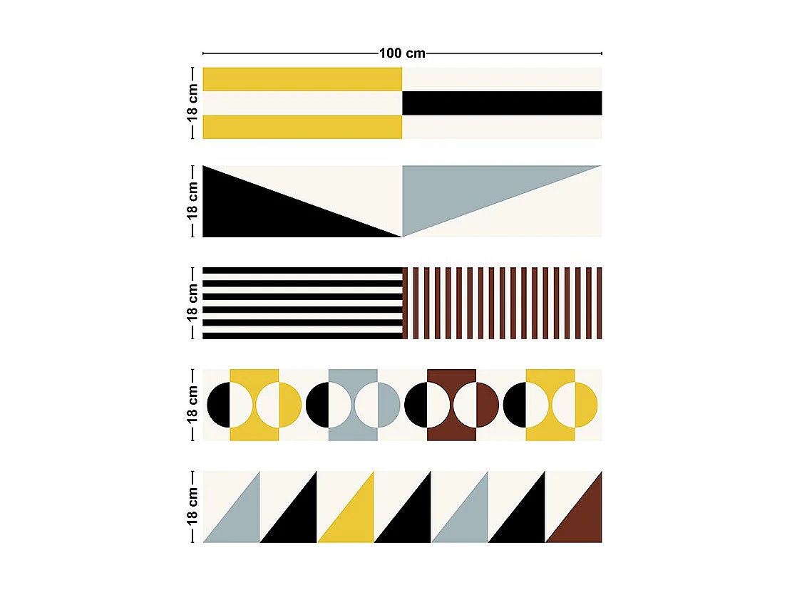 Contremarches adhésives PVC pour escalier - multicouleur - Lot de 5 (18x100 cm)