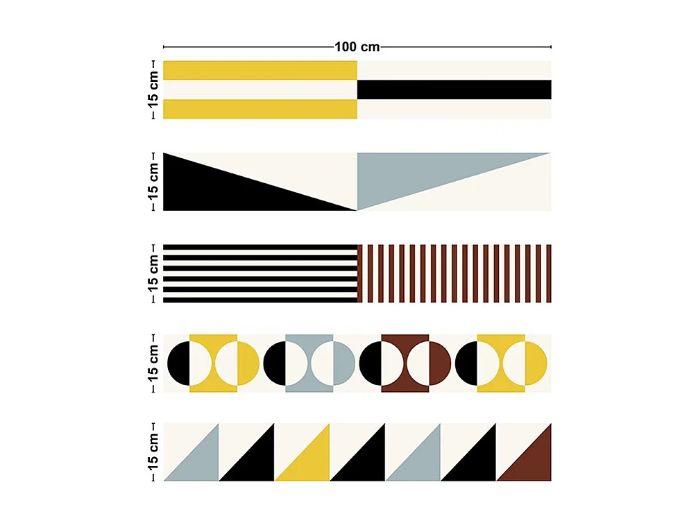 Contremarches adhésives PVC pour escalier - multicouleur - Lot de 5 (15x100 cm)