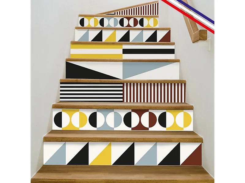 Contremarches adhésives PVC pour escalier - multicouleur - Lot de 5 (15x100 cm)