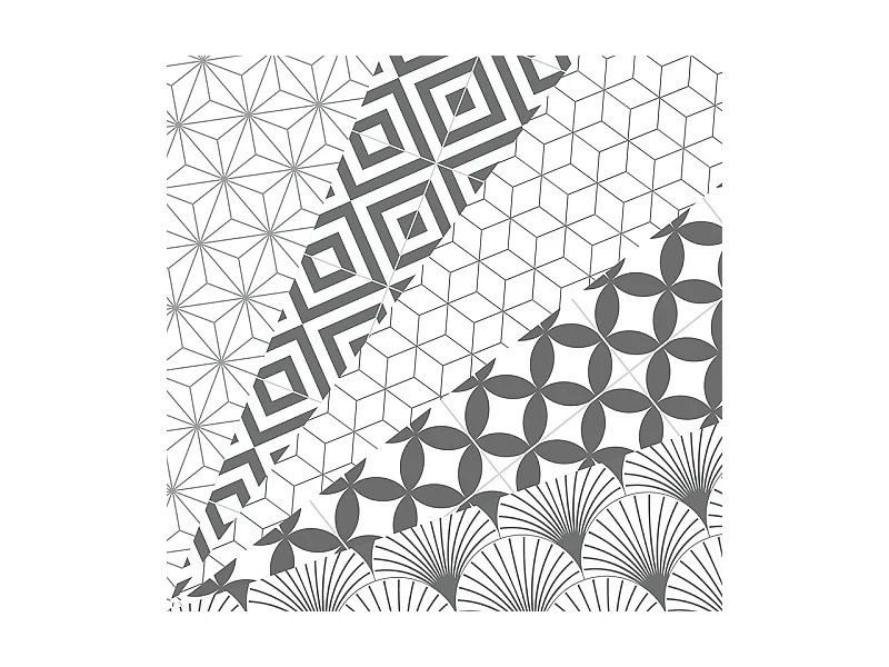 Contremarches adhésives PVC pour escalier - carreaux de ciment gris - Lot de 5 (18x100 cm)