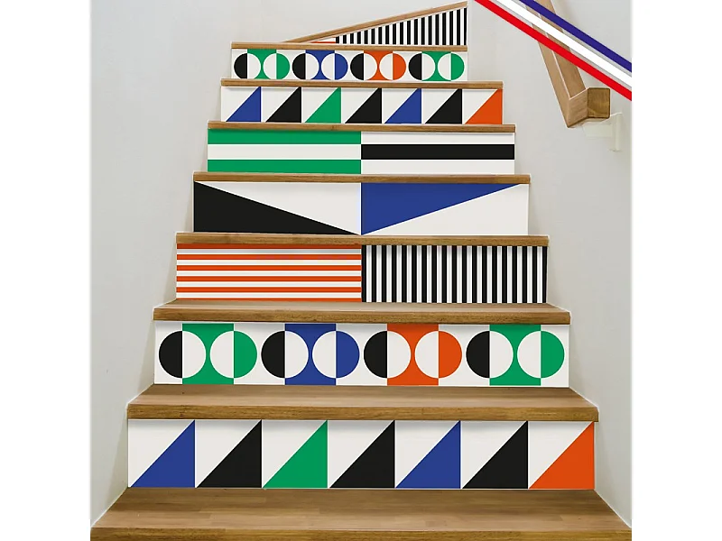 Contremarches adhésives PVC pour escalier - multicouleur - Lot de 5 (15x100 cm)