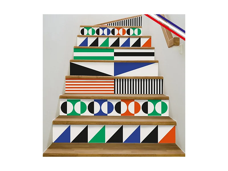 Contremarches adhésives PVC pour escalier - multicouleur - Lot de 5 (15x100 cm)