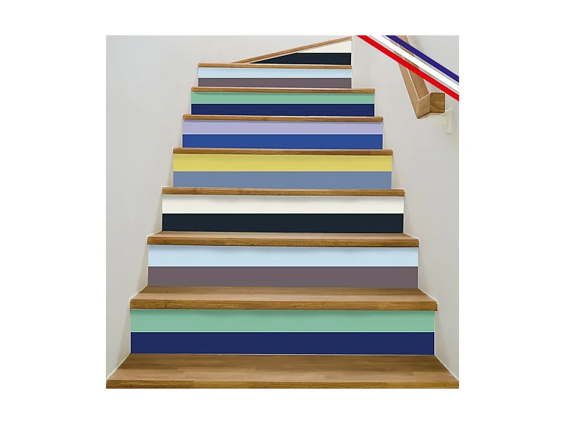 Contremarches adhésives PVC pour escalier - multicouleur - Lot de 5 (15x100 cm)