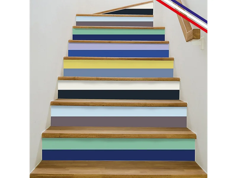 Contremarches adhésives PVC pour escalier - multicouleur - Lot de 5 (15x100 cm)