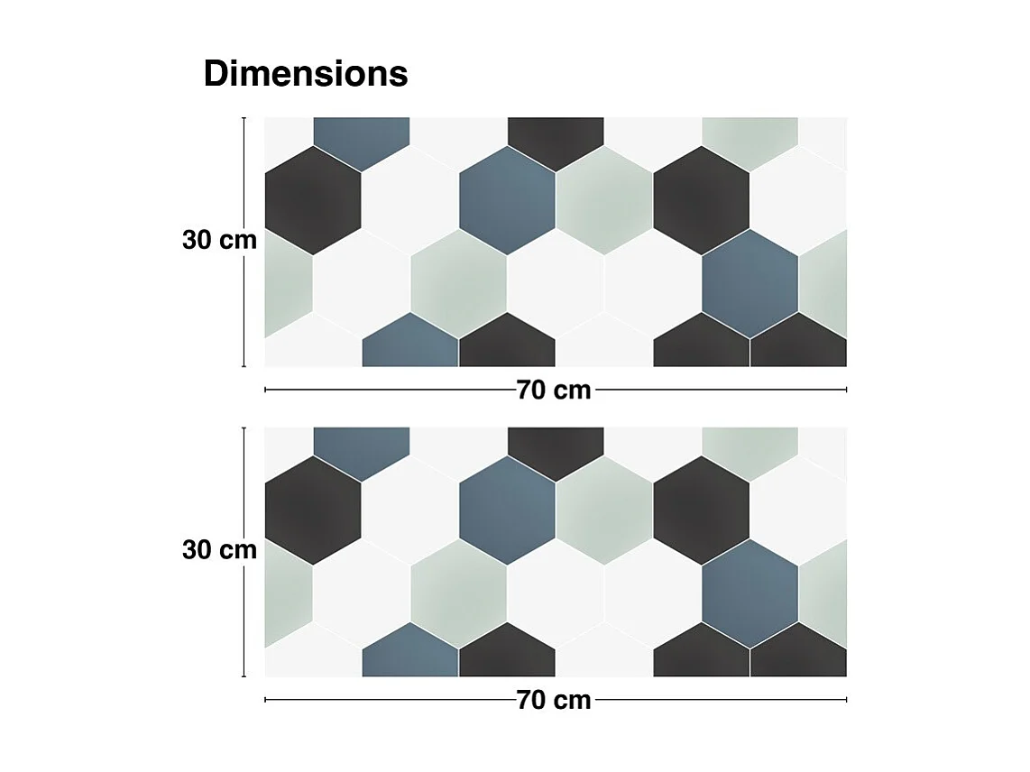 Crédence adhésive pour salle de bain en PVC style carreaux de ciment bleu 140x30 cm (en 2 bandeaux)