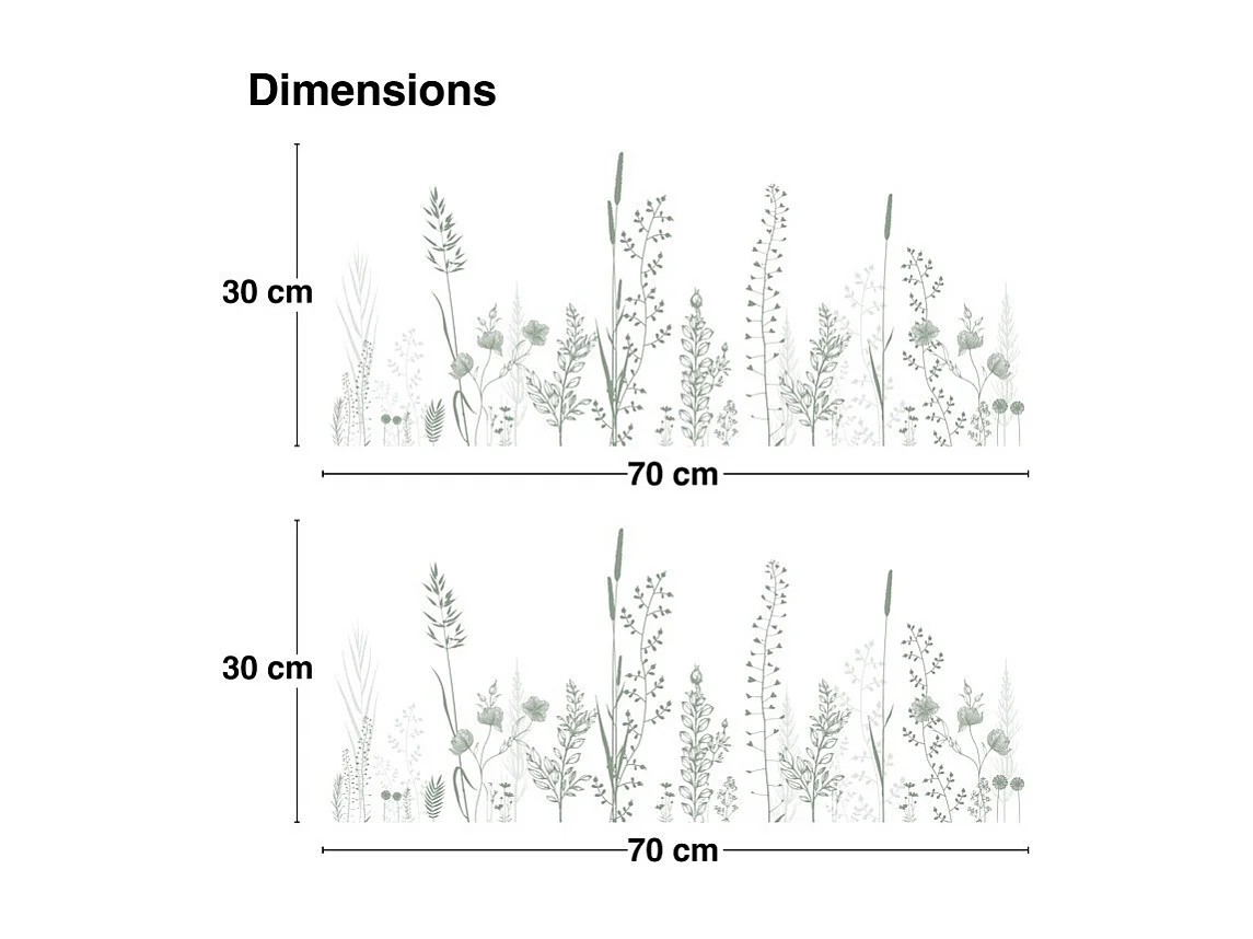 Crédence adhésive pour salle de bain en PVC floral vert 140x30 cm (en 2 bandeaux)