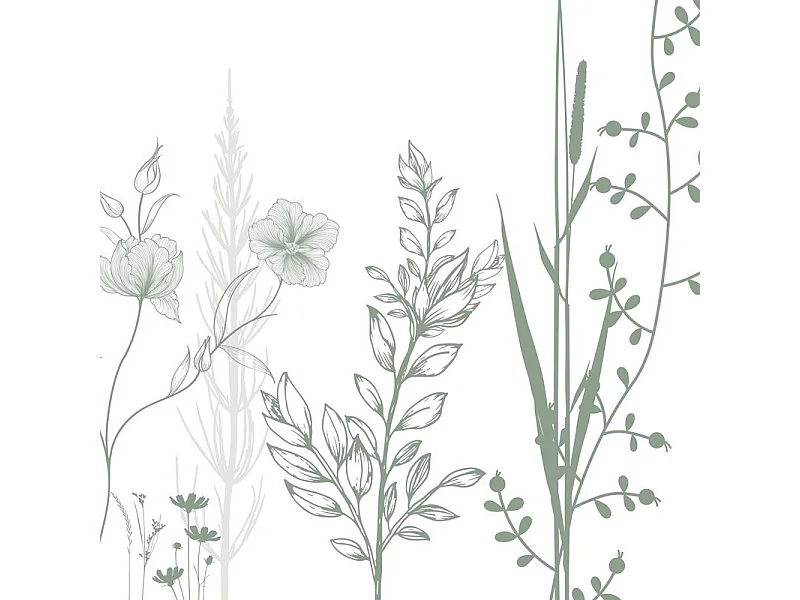 Crédence adhésive pour salle de bain en PVC floral vert 140x30 cm (en 2 bandeaux)