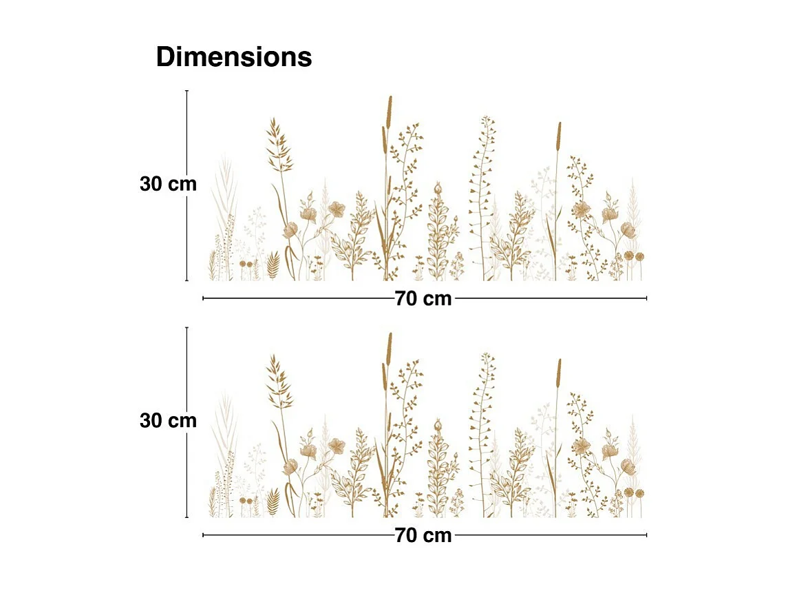 Crédence adhésive pour salle de bain en PVC floral marron 140x30 cm (en 2 bandeaux)