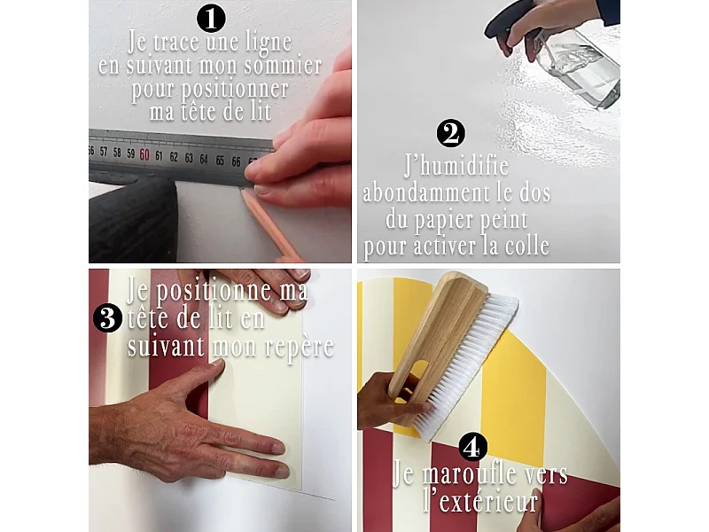 Tête de lit - Rythmo - intissé 225g/m² - pré-encollé - Violet - 110x140cm