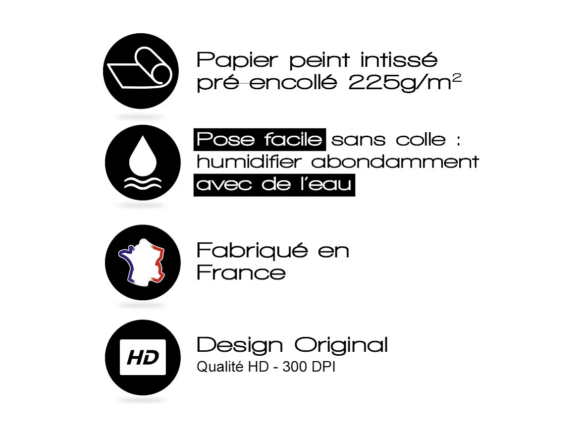 Tête de lit - Rythmo - intissé 225g/m² - pré-encollé - Violet - 110x140cm