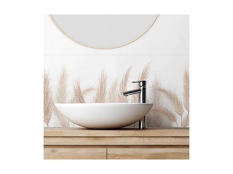 Crédence adhésive pour salle de bain en PVC marron 140x30 cm (en 2 bandeaux)