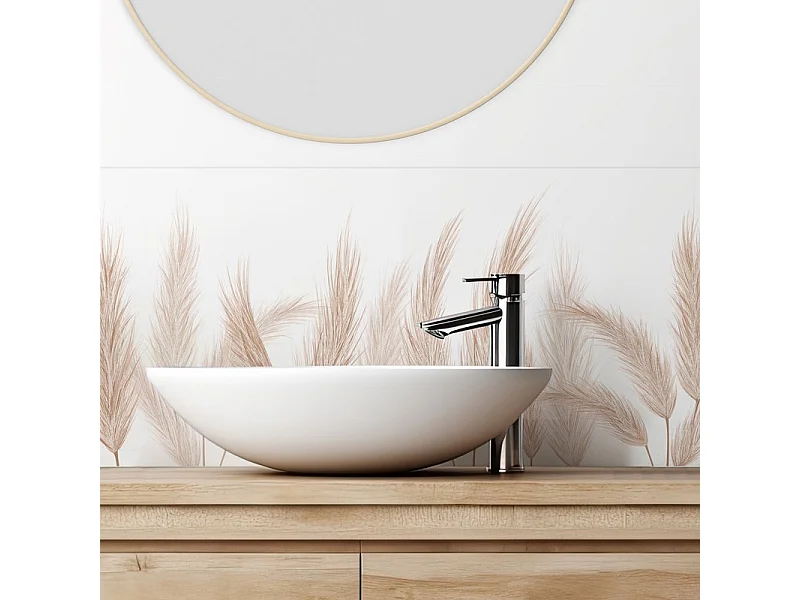 Crédence adhésive pour salle de bain en PVC marron 140x30 cm (en 2 bandeaux)