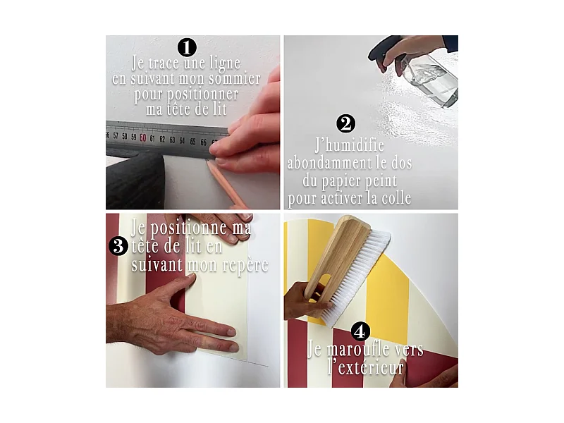 Tête de lit - Rythmo - intissé 225g/m² - pré-encollé - Bleu - 110x160cm