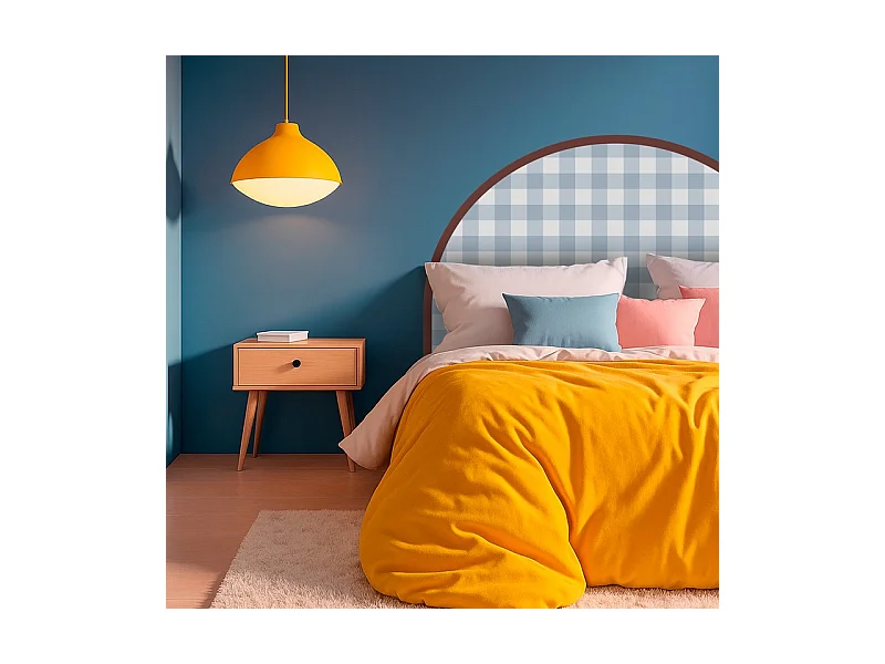 Tête de lit - Vichy - intissé 225g/m² - pré-encollé - Bleu - 110x180cm