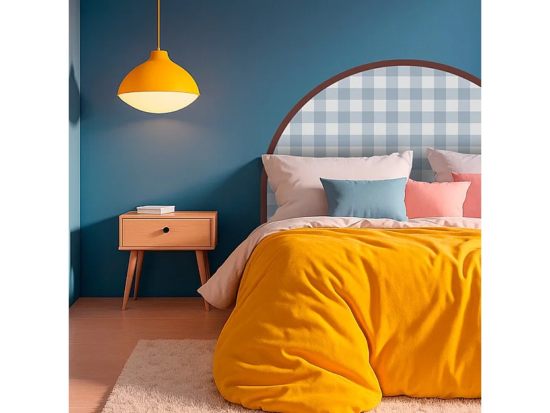 Tête de lit - Vichy - intissé 225g/m² - pré-encollé - Bleu - 110x180cm