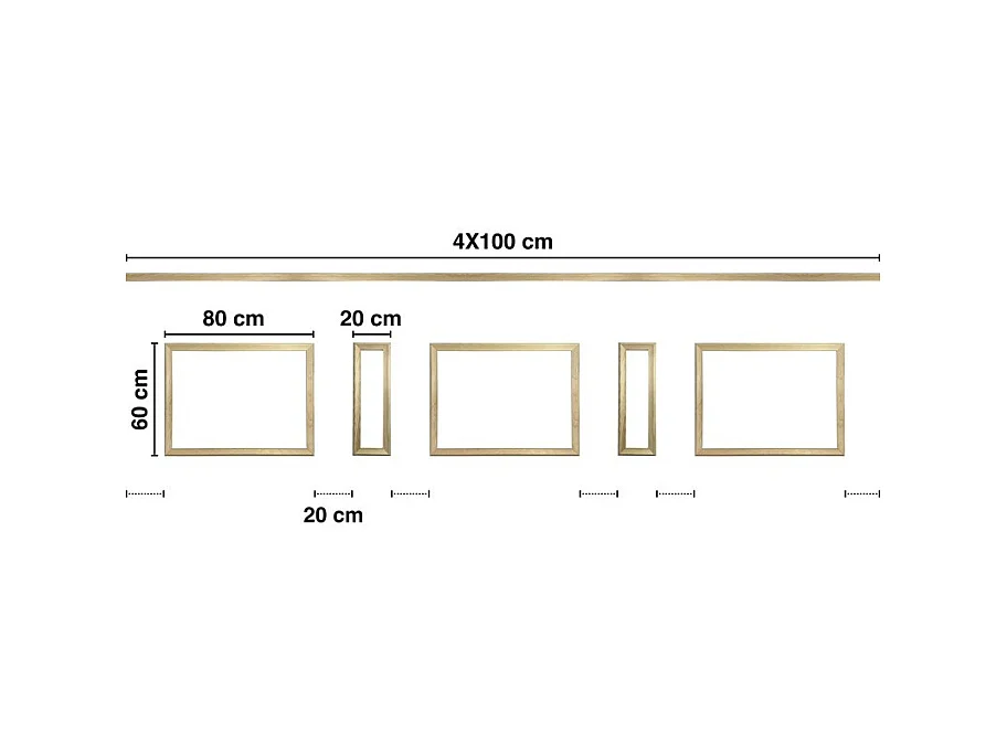 Kit de 5 moulures murales en bois Pin des Landes - Prêt à coller et peindre - Eugenie - 4 mètres