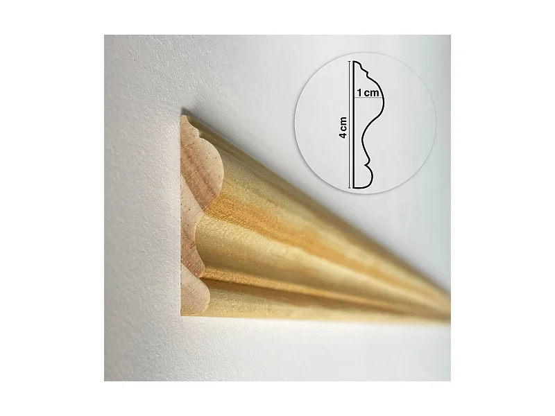 Kit de 5 moulures murales en bois Pin des Landes - Prêt à coller et peindre - Eugenie - 4 mètres