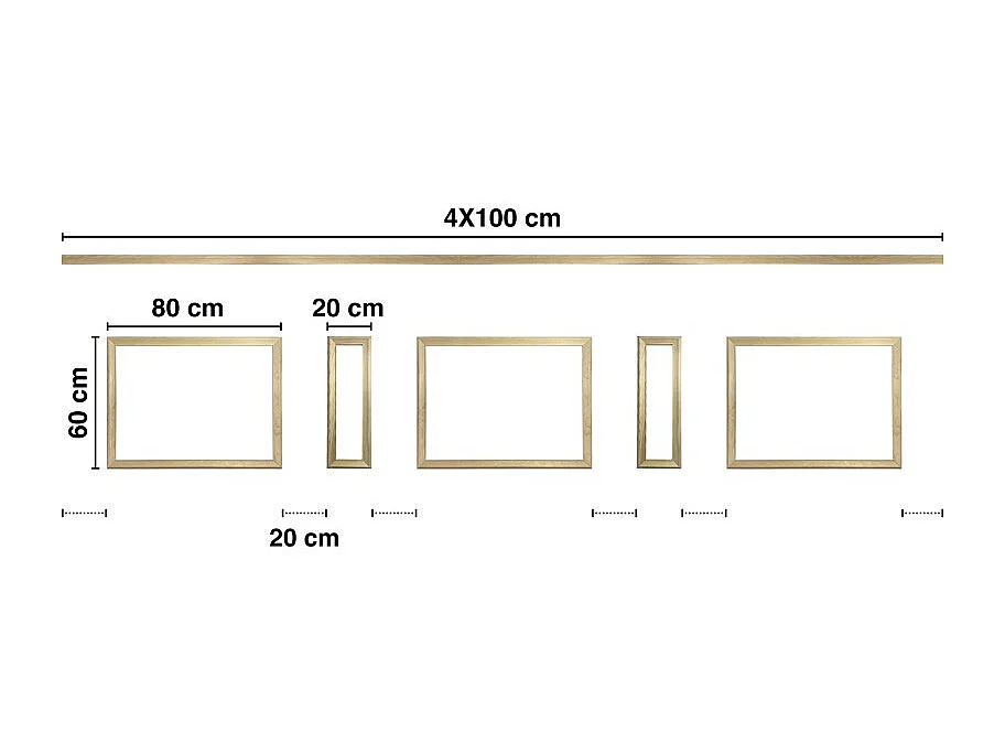 Kit de 5 moulures murales en bois Pin des Landes - Prêt à coller et peindre - Eugenie - 4 mètres