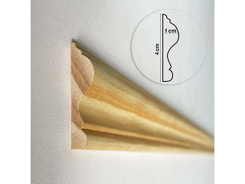 Kit de 5 moulures murales en bois Pin des Landes - Prêt à coller et peindre - Eugenie - 4 mètres