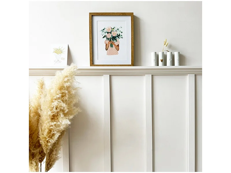 Kit de moulures murales pour étagère en bois - Pin Massif Sylvestre abouté - Alba - Prêt à coller et peindre