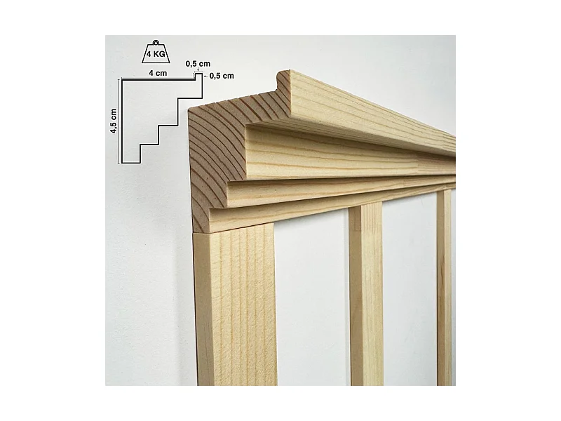 Kit de moulures murales pour étagère en bois - Pin Massif Sylvestre abouté - Alba - Prêt à coller et peindre