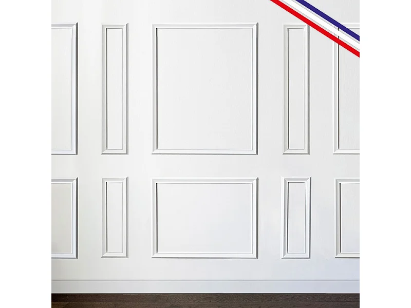 Kit de 8 moulures murales en bois Pin des Landes - Prêt à coller et peindre - Justine - 2 mètres