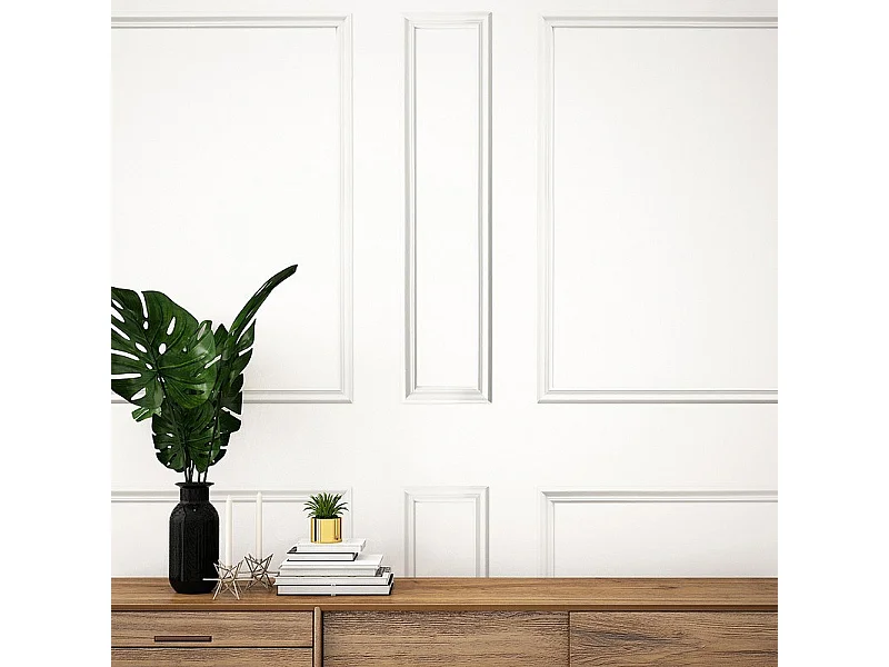 Kit de 8 moulures murales en bois Pin des Landes - Prêt à coller et peindre - Justine - 2 mètres