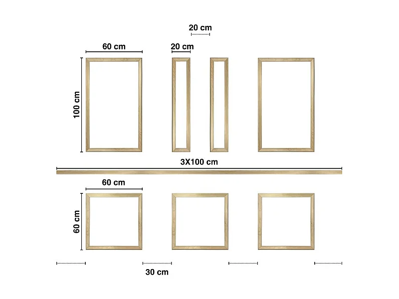 Kit de 7 moulures murales en bois Pin des Landes - Prêt à coller et peindre - Apolline - 3 mètres