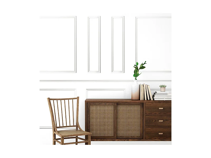 Kit de 7 moulures murales en bois Pin des Landes - Prêt à coller et peindre - Apolline - 3 mètres