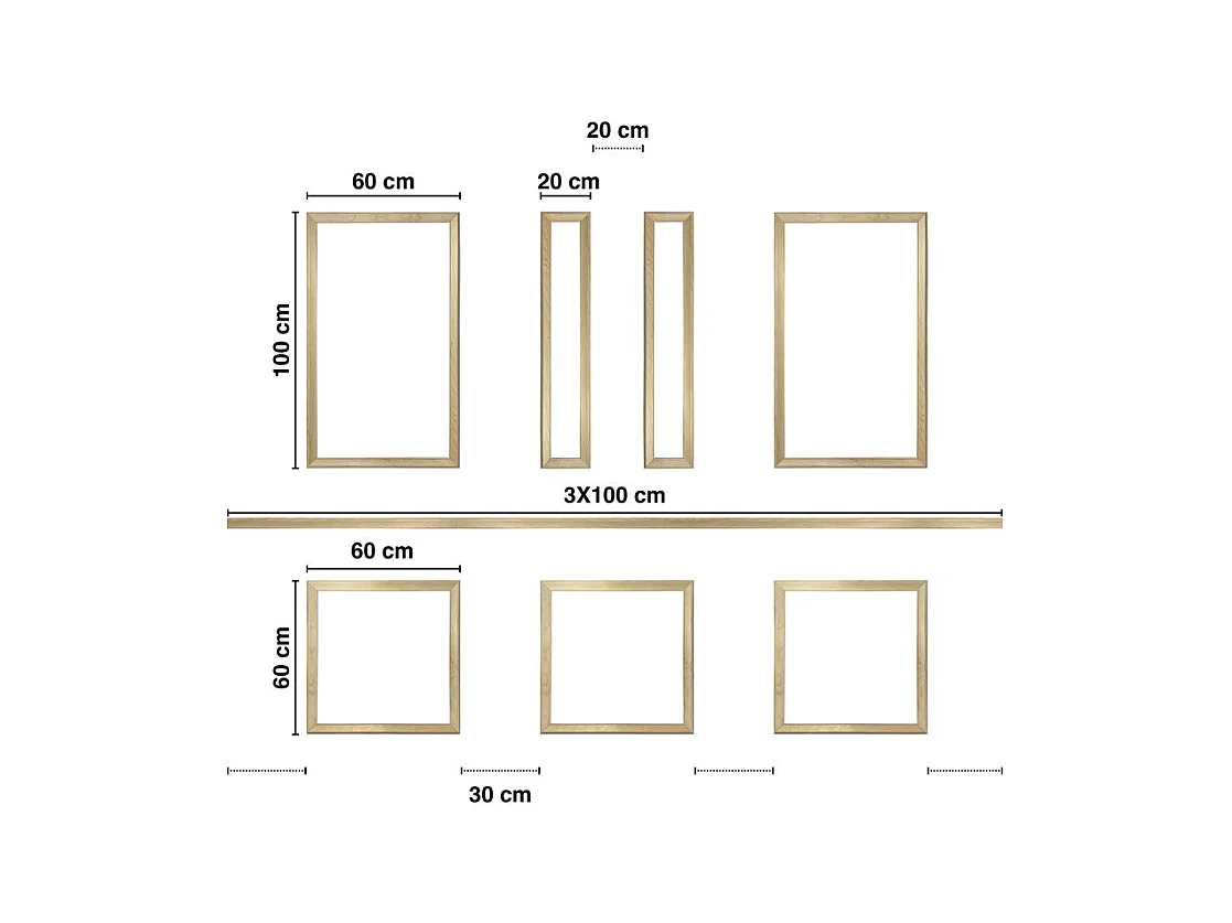 Kit de 7 moulures murales en bois Pin des Landes - Prêt à coller et peindre - Apolline - 3 mètres