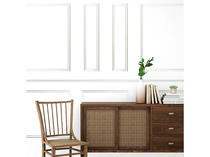 Kit de 7 moulures murales en bois Pin des Landes - Prêt à coller et peindre - Apolline - 3 mètres