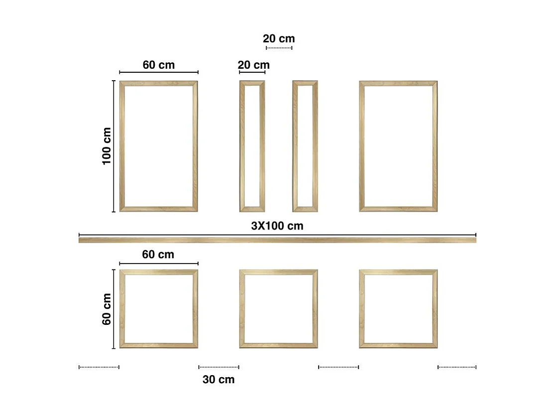 Kit de 7 moulures murales en bois Pin des Landes - Prêt à coller et peindre - Apolline - 3 mètres