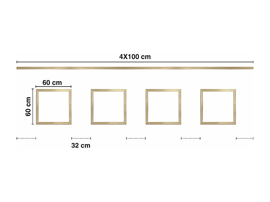 Kit de 4 moulures murales en bois Pin des Landes - Prêt à coller et peindre - Florine - 4 mètres